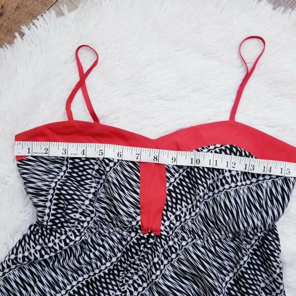 Maurices Dress Medium High Low Sweetheart Neck Sundress Black White Red - Picture 5 of 6
